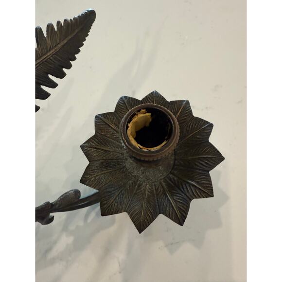 Metal Wall Sconce Decorative Two-Candle Holder Iron Leaf Ornate French Regency - Picture 7 of 9
